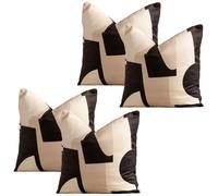 OHS 4 x Abstract Velvet Print Cushion Covers in Black | Size: 45 cm x 45 cm OHS Black 45 cm x 45 cm