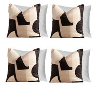 Ohs 4 X Abstract Velvet Print Filled Cushion Covers, 45 X 45Cm - Black Neutral