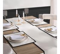 Ohs 4 X Border Trim Piped Matte Velvet Placemat Table Mat Set, Mono