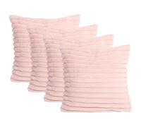 OHS 4 X Faux Fur Thick Rib Cushion Covers, 45 X 45Cm - Blush