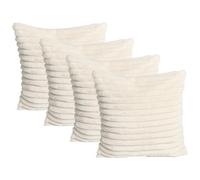 OHS 4 X Faux Fur Thick Rib Cushion Covers, 45 X 45Cm - Natural
