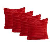 OHS 4 X Faux Fur Thick Rib Cushion Covers, 45 X 45Cm - Red