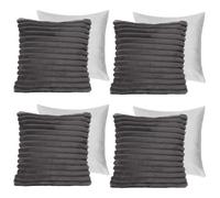OHS 4 X Faux Fur Thick Rib Filled Cushion Covers