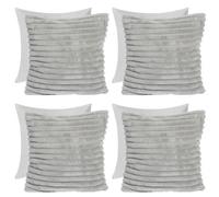 OHS 4 X Faux Fur Thick Rib Filled Cushion Covers, 45 X 45Cm - Grey