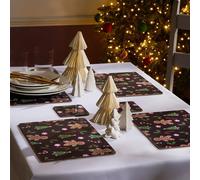 OHS 4 x Gingerbread Man Xmas Placemat Coaster Set Table Mats | Size: 40 cm x 30 cm OHS Multicolor 40 cm x 30 cm