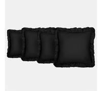 Ohs 4 X Linen Frill Cushion Covers Sofa, 45 X 45Cm, Black