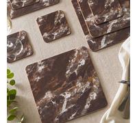 OHS 4 x Marble Effect Placemat Coaster Set Table Mats in Brown | Size: 40 cm x 30 cm OHS Brown 40 cm x 30 cm