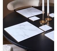 OHS 4 x Marble Effect Placemat Coaster Set Table Mats in White | Size: 40 cm x 30 cm OHS White 40 cm x 30 cm