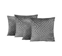 OHS 4 x Matte Geo Velvet Cushion Covers Soft in Charcoal | Size: 45 cm x 45 cm OHS Charcoal 45 cm x 45 cm