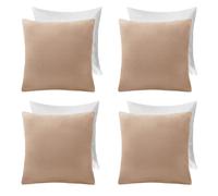 OHS 4 x Matte Velvet Cushion Covers Soft Plain Zip in Natural | Size: 45 cm x 45 cm OHS Natural 45 cm x 45 cm