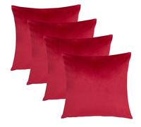 OHS 4 x Matte Velvet Cushion Covers Soft Zip in Red | Size: 45 cm x 45 cm OHS Red 45 cm x 45 cm