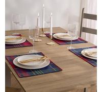 OHS 4 x Oxford Check Matte Velvet Placemat Table Mat Set Xmas Décor | Size: 40 cm x 30 cm OHS Multicolor 40 cm x 30 cm