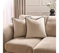 OHS 4 x Piped Edge Matte Velvet Cushion Covers Home Decor Set in Cream | Size: 45 cm x 45 cm OHS Cream 45 cm x 45 cm