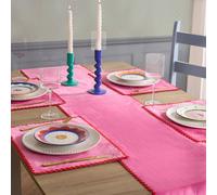 OHS 4 x Scallop Edge Matte Velvet Placemat Table Mat Set in Bright Pink | Size: 40 cm x 30 cm OHS Bright Pink 40 cm x 30 cm