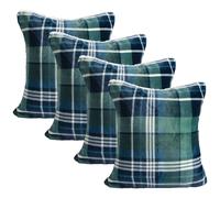 OHS Sofa Cushion Covers, Christmas Check Throw Pillow Covers 45 x 45 Ultra Soft Decorative Tartan Square Sofa Cushions for Living Room Bedroom - Set of 4, Green
