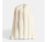 OHS 5 Piece Ribbed Faux Fur Hot Water Bottle Gift Set for Women, Winter Christmas Gifts for Women Includes 750ml Hot Water Bottle, Eye Mask, Fluffy Socks, Fluffy Scrunchie, Draw String Bag - Cream