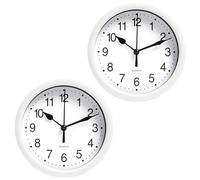 OHS 6 inch Wall Clocks Set of 2, Battery Operated Small Round Wall Clocks for Living Room Bedroom Office School Modern Home Decorative Large Numbers Easy To Read Kitchen Clock, White