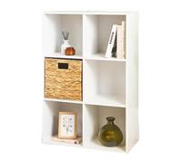 OHS 6 Tier Cube Storage Unit Bookcase Open Shelf, Oslo White Storage Unit Bedside Cabinet Freestanding Shelving Display Book Shelf Cube Shelves for Living Room Bedroom Office