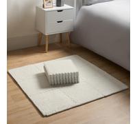 OHS 9 x Teddy Fleece Interlocking Foam Floor Tiles Yoga Kids Mat Carpet in Cream | Size: Medium OHS Cream Medium