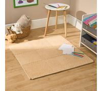 OHS 9 x Teddy Fleece Interlocking Foam Floor Tiles Yoga Kids Mat Carpet in Natural | Size: Medium OHS Natural Medium