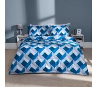 OHS Abstract Geo Coverless 10.5 Duvet Pillowcases Set Bedding Quilt in Dark Navy | Size: Single OHS Dark Navy Single