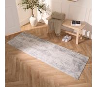 OHS Abstract Rug Washable Carpet Living Room Bedroom Mat, Charcoal - 66 X 200Cm