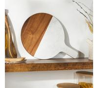OHS Acacia Wood Marble Cheese Platter Boards Serving Board With Handle