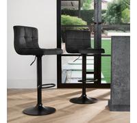 OHS Adjustable Bar Stools X 2 Velvet Swivel Seat Kitchen Chair, Black