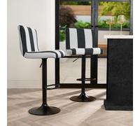 OHS Adjustable Bar Stools X 2 Velvet Swivel Seat Kitchen Chair, Black White