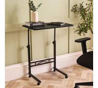 OHS Adjustable C-Shaped Coffee Table Sofa Desk with Rolling Wheels in Black OHS Black