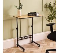 OHS Adjustable C-Shaped Coffee Table Sofa Desk with Rolling Wheels in Brown OHS Brown