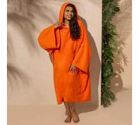 Ohs Adult Poncho Oversized Hooded Towel Bath Robe, Orange - One Size