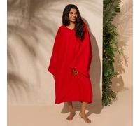 Ohs Adult Poncho Oversized Hooded Towel Bath Robe, Red - One Size