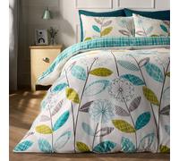 OHS Allium Check Duvet Cover with Pillowcase in Teal | Size: King OHS Teal King