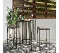OHS Amalfi Bistro Set Outdoor Table Bar Stool Chair Garden Patio Furniture in Grey OHS Grey