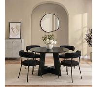 Ohs Angular Round Dining Table Engineered Wood Modern Contemporary - Black
