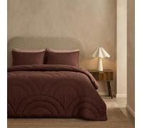 OHS Arches Quilted Coverless Duvet Double, 7.5 Tog Double Duvet - Coffee | Soft Warm Microfibre Coverless Duvet with Pillowcases Comfy Lightweight Quilt Summer Duvet Travel Camping Blanket Washable