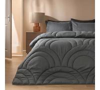 OHS Arches Quilted King Size Duvet 7.5 Tog Coverless Duvet - Charcoal Grey | Soft Warm Microfibre Summer Duvet Comfy Lightweight King Size Bed Duvet with Pillowcases Travel Camping Blanket Washable