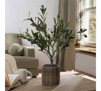 OHS Artificial Olive Tree with Lifelike Leaves, Small Fake Plants Tree in Basket Outdoor Indoor Artificial Plants Decorative Realistic Plant for Home Office Garden, Green - 100cm