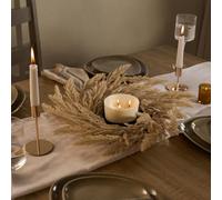 OHS Artificial Pampas Grass Candle Ring, Small Faux Pampas Grass Candle Holder Boho Wreath Artificial Greenery Candles Ring Fall Decoration for Wedding Home Tabletop Decor, Natural