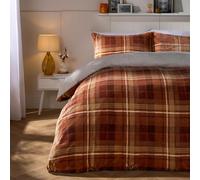 OHS Autumn Check Sherpa Fleece Thermal Duvet Cover Bedding Set in Burnt Orange | Size: Single OHS Burnt Orange Single