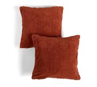 OHS Autumn Cushion Covers 45 x 45 Set of 2, Halloween Decor Tufted Pumpkin Cushions Square Soft Comfy Throw Pillow Covers with Invisible Zipper for Bedroom Living Room Thanksgiving Decor, Rust