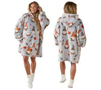 OHS Autumn Gonk Hoodie Blanket, Ultra Soft Sherpa Fleece Warm Comfy Cosy Oversized Wearable Blanket Throw for Women Girls Adults Men - One Size, Grey