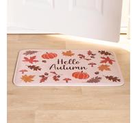 OHS Autumn Hello Autumn Stylish Washable Indoor Door Mat Traps Dirt - Cream/Orange, 40cm x 60cm