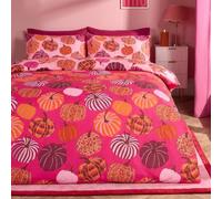 OHS Autumn Pumpkin Halloween Bedding Single Duvet Cover Set, Hot Pink | Reversible Autumn Bedding Duvet Cover Sets with Pillowcase Soft Warm Cute Polyester Microfibre Quilt Cover