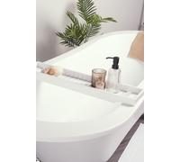 OHS Bamboo Bath Tray Storage Bathtub Rack Caddy in White OHS White