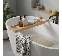 OHS Bamboo Bathroom Tub Rack Storage Caddy Shelf Tray Holder Tidy in Natural OHS Natural