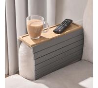 Ohs Bamboo Sofa Tray Couch Armrest Decorative Drink Holder Organiser