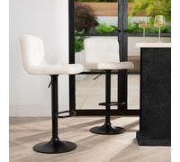 OHS Bar Stools X 2 Backs Kitchen Chair Swivel Breakfast Boucle Pub Seat Adjustable