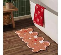 OHS Bath Mat Christmas Gingerbread Shaped Bathroom Mat 45 x 75cm, Brown | Christmas Decor Soft Absorbent Quick Dry Non Slip Bath Mat Machine Washable Bathtub Shower Mat Bathroom Accessories Bath Rug